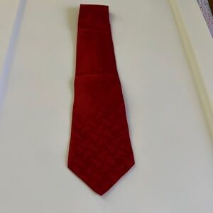 Ho Ho Ho men’s Christmas tie. 100% silk. Red with Christmas tree pattern.
